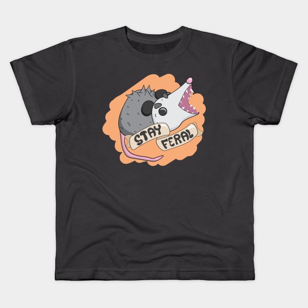 Stay Feral Kids T-Shirt by Actually AJ Art